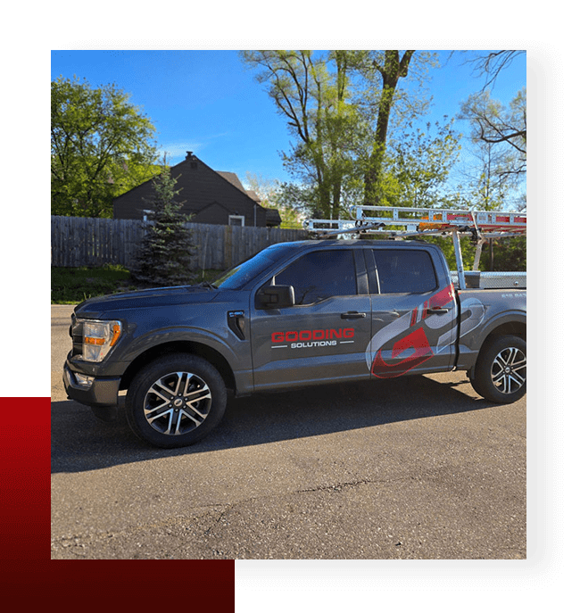 Gooding Solutions branded service truck equipped for industrial door and dock repair services.